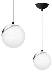 EUlight Závesné svietidlo Sfera, 1x biele sklenené tienidlo, b/ch