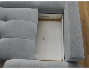 Sivá ženilková rozkladacia/s úložným priestorom rohová pohovka (ľavý roh/s leňoškou) Roxelane – Bobochic Paris