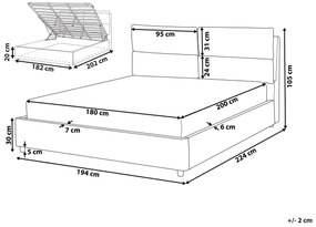 Zamatová posteľ s úložným priestorom 180 x 200 cm svetlosivá BATILLY Beliani