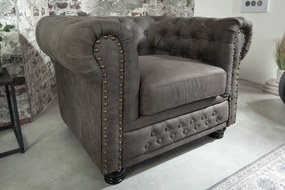 Luxusné kreslo Chesterfield Vintage sivé