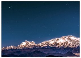 Sklenený obraz hôr a nočnej oblohy (70x50 cm)