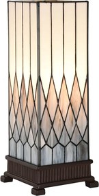 Bielo-šedá stolná lampa Tiffany Paulette - 17*17*43 cm E27/ 1*40W