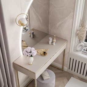 TOALETNÝ STOLÍK NESSIE KAŠMÍR ĽAVÝ + ZLATÝ PODSTAVEC + ZRKADLO POLMESIAC