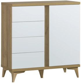 Komoda typ O5 Onley (lesklá biela + dub riva). Vlastná spoľahlivá doprava až k Vám domov. 1040620