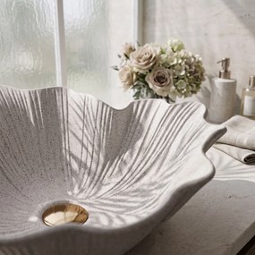 Rea Flower Beige, umývadlo na dosku, 47,5 × 40 cm, béžová matná, REA-U7888