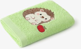 Goldea detský froté uterák - ježko s jabĺčkom na zelenej 30 x 50 cm