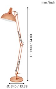 Eglo 94705 - Stojaca lampa BORGILLIO 1xE27/60W/230V
