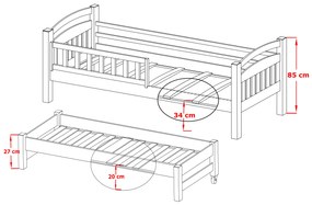 Detská posteľ 80 x 180 cm GLYNDA (s roštom a úl. priestorom) (borovica). Vlastná spoľahlivá doprava až k Vám domov. 1013020