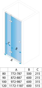 Jednokrídlové sprchové dvere REA ATLAS ĽAVÉ 120 cm, chróm/transparent - bez vaničky