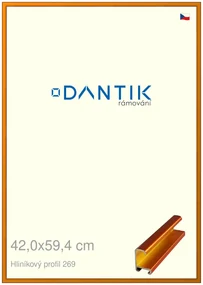 DANTIK rám na obraz 42x59,4 | ALU Oranžová Citrin broušená (Plexi Čiré)