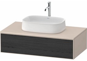 DURAVIT Zencha závesná skrinka pod umývadlo na dosku, 1 zásuvka, 1000 x 550 x 281 mm, dub čierny/taupe super matná, ZE4811016830000