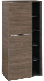 VILLEROY &amp; BOCH Subway 3.0 závesná prostredná skrinka, 2 dvierka + 1 priehradka, pánty vľavo, 574 x 362 x 1200 mm, Arizona Oak, C59800VH