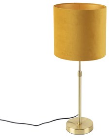 Stolná lampa zlatá/mosadzná so žltým zamatovým tienidlom 25 cm - Parte