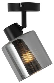 Art Deco stropné bodové svetlo čierne s dymovým sklom nastaviteľné - Laura