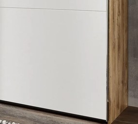 Šatníková skriňa s TV panelom Magic, doskový dub/biela