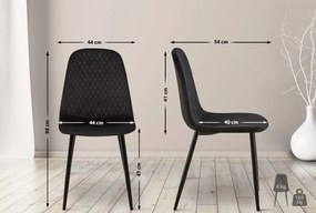 4x Stolička Giverny zamat - čierna