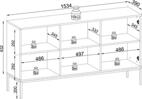 KOMODA ALESSIO K154 cm KAŠMÍR LED