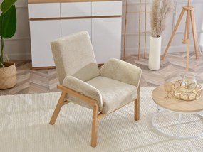 Relaxačné kreslo Laopas (béžová + dub). Akcia -20%. Vlastná spoľahlivá doprava až k Vám domov. 1135856