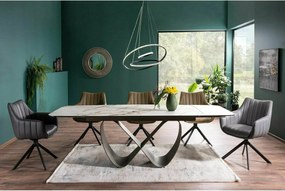 Jedálenský rozkladací stôl Infinity 160/240 cm keramika biely mramor/medený