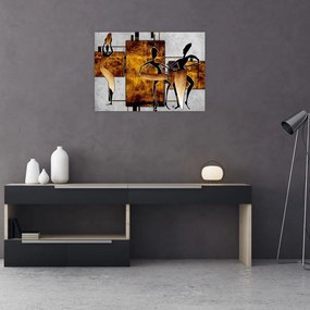 Sklenený obraz - Motívy Africkej kultúry (70x50 cm)