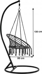 Sivé závesné kreslo KOLUMBIA s vankúšom