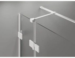 Mexen Lunar T, sklápací sprchový kút ľavý 140 x 110 cm, 8mm číre sklo, biely profil, 834T-140-110-20-00-L