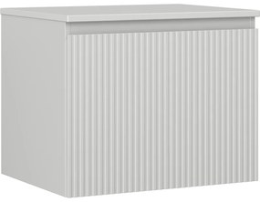 Mexen Rivel, kúpeľňová skrinka 60 cm s pracovnou doskou, 1 zásuvka, drážkovaná, matná sivá, 91A20-06047-1-BFC62