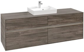 VILLEROY &amp; BOCH Collaro závesná skrinka pod umývadlo na dosku (umývadlo v strede), 4 zásuvky, s LED osvetlením, 1600 x 500 x 548 mm, Stone Oak, C077B0RK