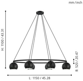 Eglo 98456 - Luster na lanku CANTALLOPS 6xE14/40W/230V