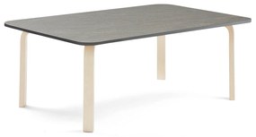 Stôl ELTON, 1800x800x530 mm, linoleum - tmavošedá, breza