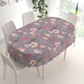 Biante Bavlnený oválny obrus Sandra SA-537 Ružové kvety na sivom 100x160 cm