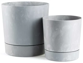 PLASTOVÝ KVETINÁČ AZALEA SADA 2KS 22,5X23,5 CM+17,5X18,5 CM IMITÁCIA BETÓNU SIVÁ
