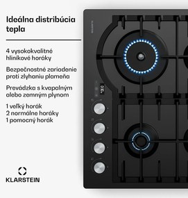 Klarstein Ignito plynová varná doska, 8 kW, liatinové rošty, časovač, regulácia teploty