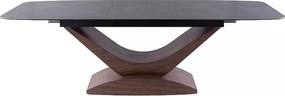 Jídelní rozkládací stůl Dolce 180/240 cm keramika šedý mramor/ořech