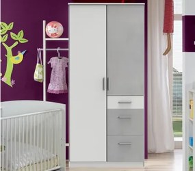 Šatníková skriňa Joker, 91 cm, biela/sivý betón%