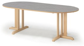 Stôl KUPOL, oválny, 2000x800x720 mm, linoleum - šedá, breza