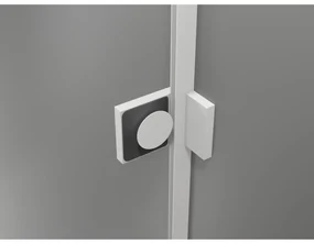Mexen Lunar T, sklápací sprchový kút ľavý 120 x 120 cm, 8mm číre sklo, biely profil, 834T-120-120-20-00-L
