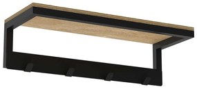 Nástenný vešiak na uteráky s poličkou 10x40 cm čierna