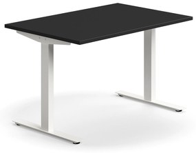 Kancelársky stôl QBUS, rovný, 1200x800 mm, T-rám, biely rám, čierna