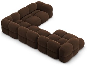 Tmavohnedá zamatová rohová pohovka (pravý roh/do tvaru "U") Loretto – Cosmopolitan Design