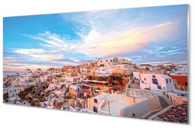 Obraz na akrylátovom skle Grécko panorámu mesta západ slnka 125x50 cm