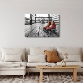 Obraz červených starých kolieskových topánok (90x60 cm)