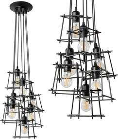 Toolight - Závesné stropné svietidlo 7xE27 APP221-7CP, čierna, OSW-00409