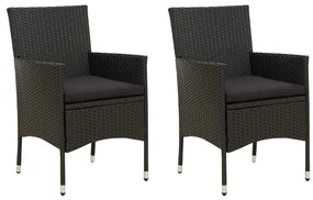 Záhradné stoličky so sedákmi 2 ks polyratanové čierne