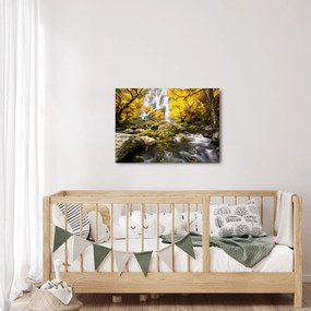 Obraz - Vodopády v jesennej krajine, žlté (70x50 cm)