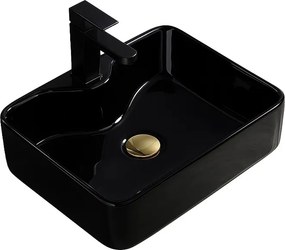 BPS-koupelny Keramické umývadlo na dosku HYD-EE-BL-480 48x37 cm, čierne lesklé