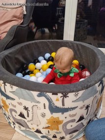 Detský molitanový bazénik DINOSAURI + 200 guličiek - biely / sivý