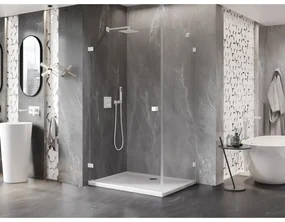 Mexen Lunar-B, výklopný sprchový kút ľavý 85 x 80 cm, 8mm číre sklo, biely profil, 832-085-080-20-00-L