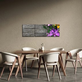 Obraz - lúčne kvety (s hodinami) (90x30 cm)