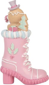 Vianočné dekorácie figúrka ružová topánka s perníčkom Pastel Christmas Chic – 13*9*22 cm